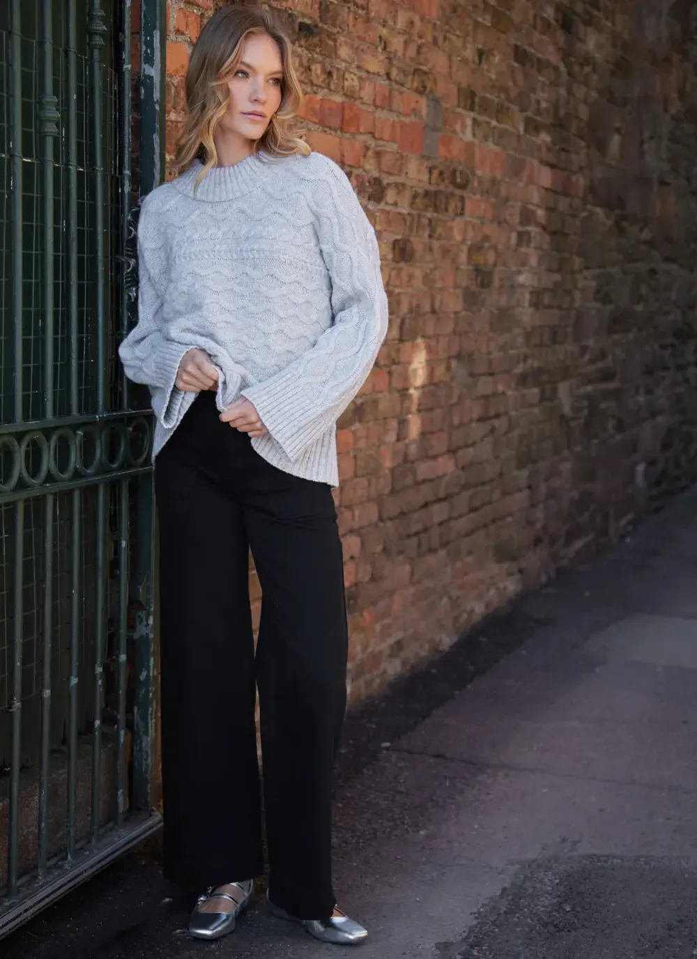 Horizontal Aran Crew Neck 